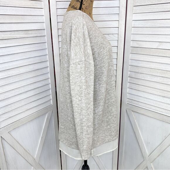 Silence + Noise UO Hannah Chiffon Trim Tunic Sweater Tan Beige Medium Pullover - Picture 4 of 14